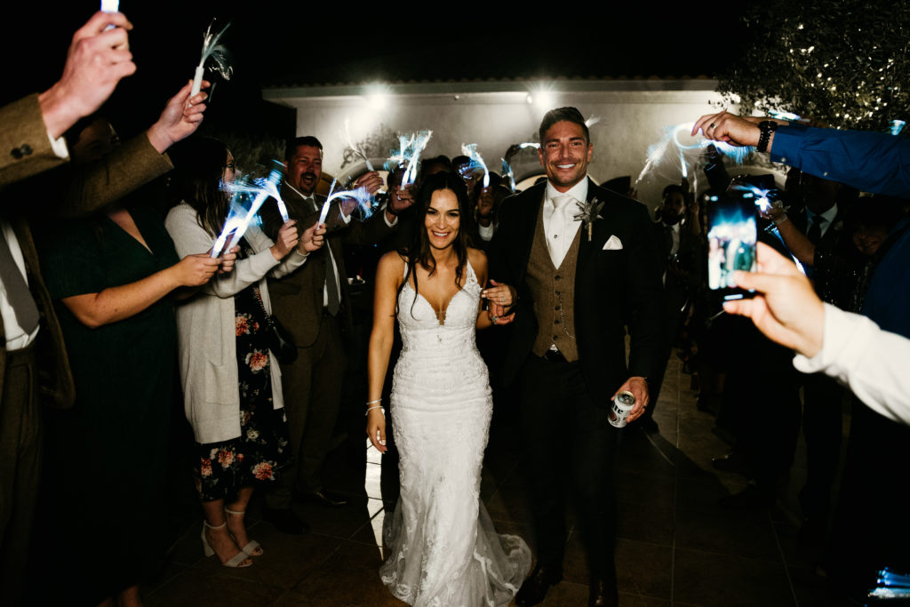 temecula wedding at villa de amore glow stick exit

