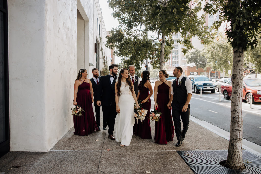 downtown San Diego wedding party photos