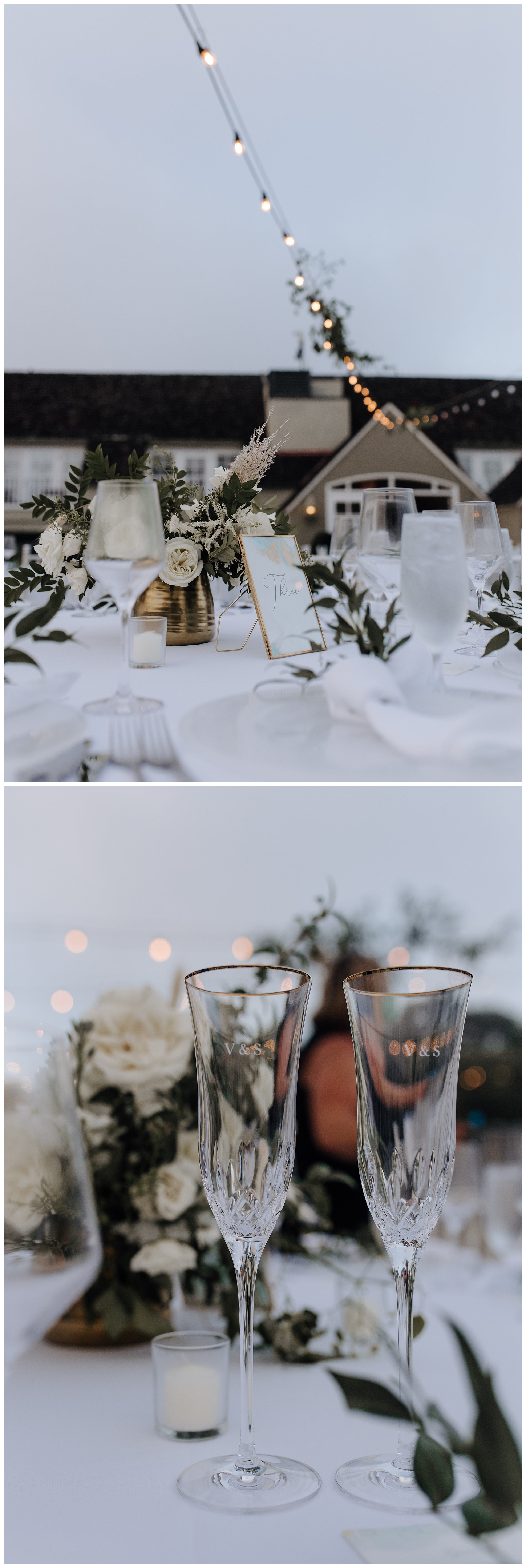 wedding details, wedding reception details, champagne glasses
