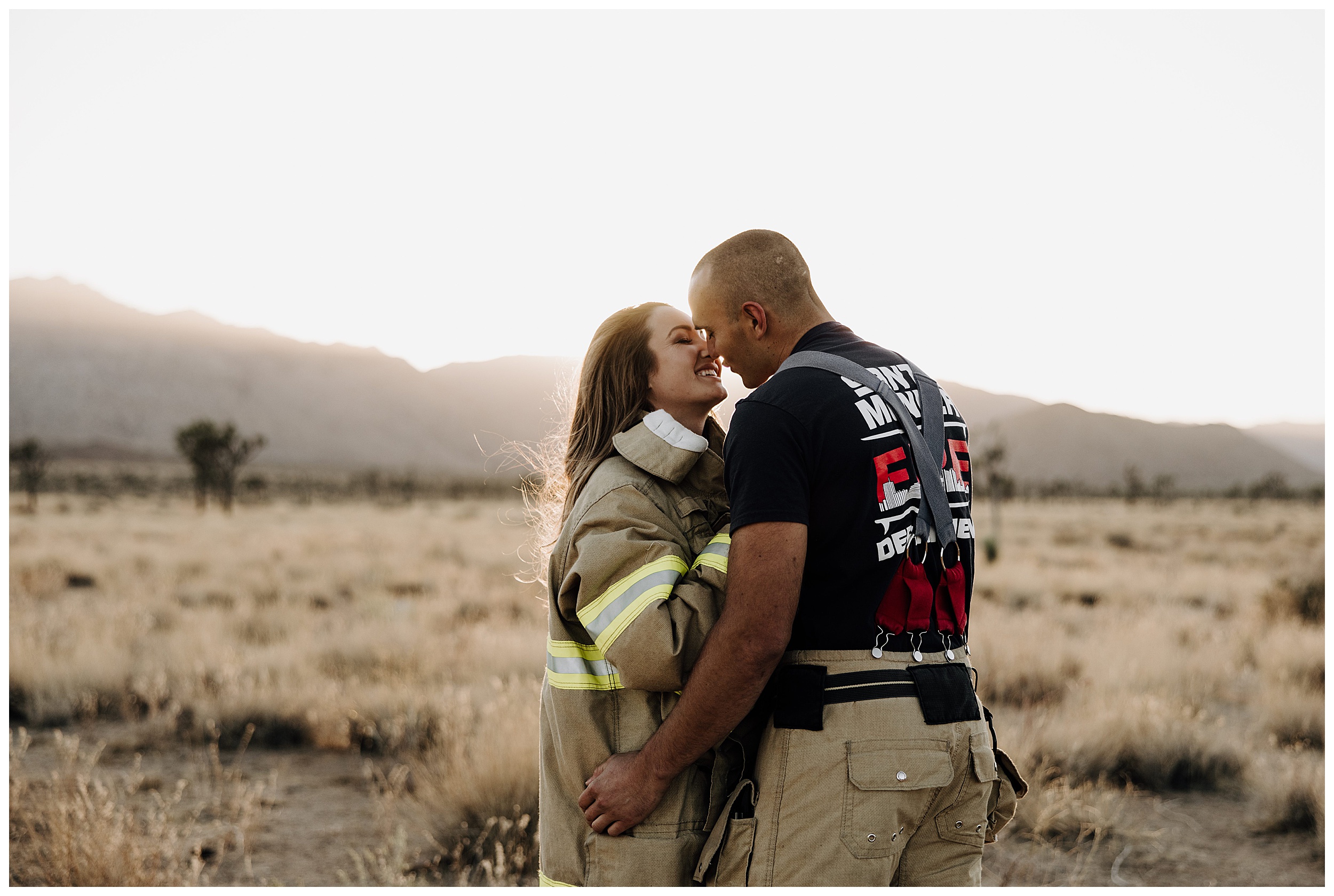 engagement photos with firefighter uniforms