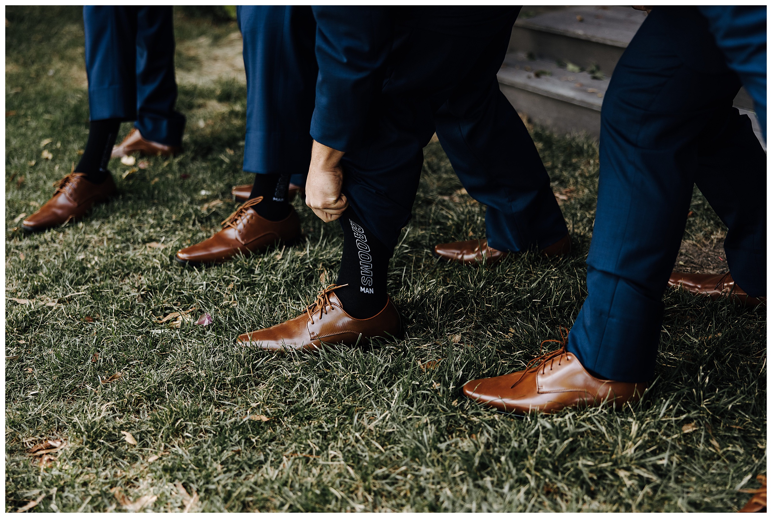groomsmen's shoes walking