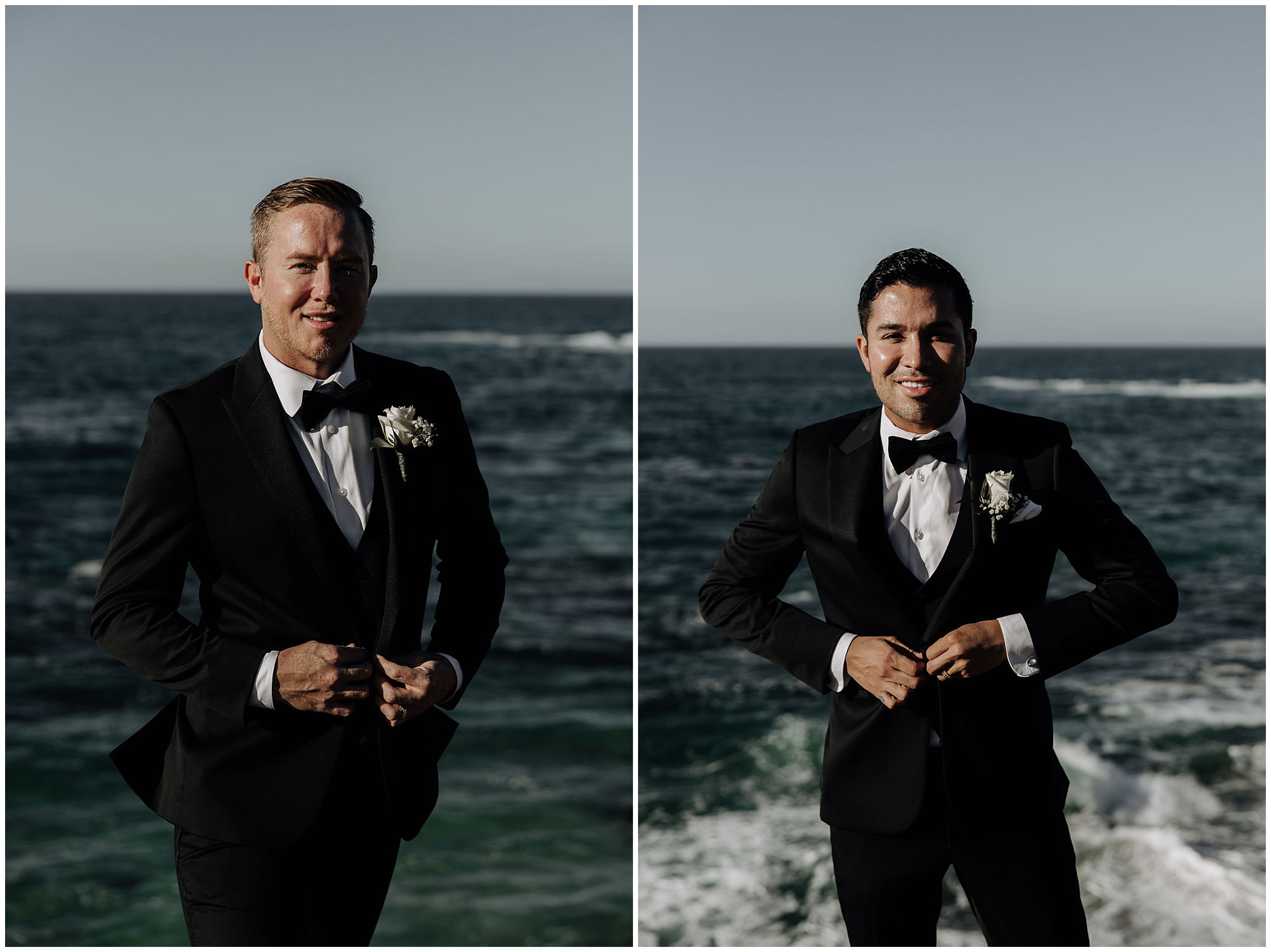 grooms posing in suits