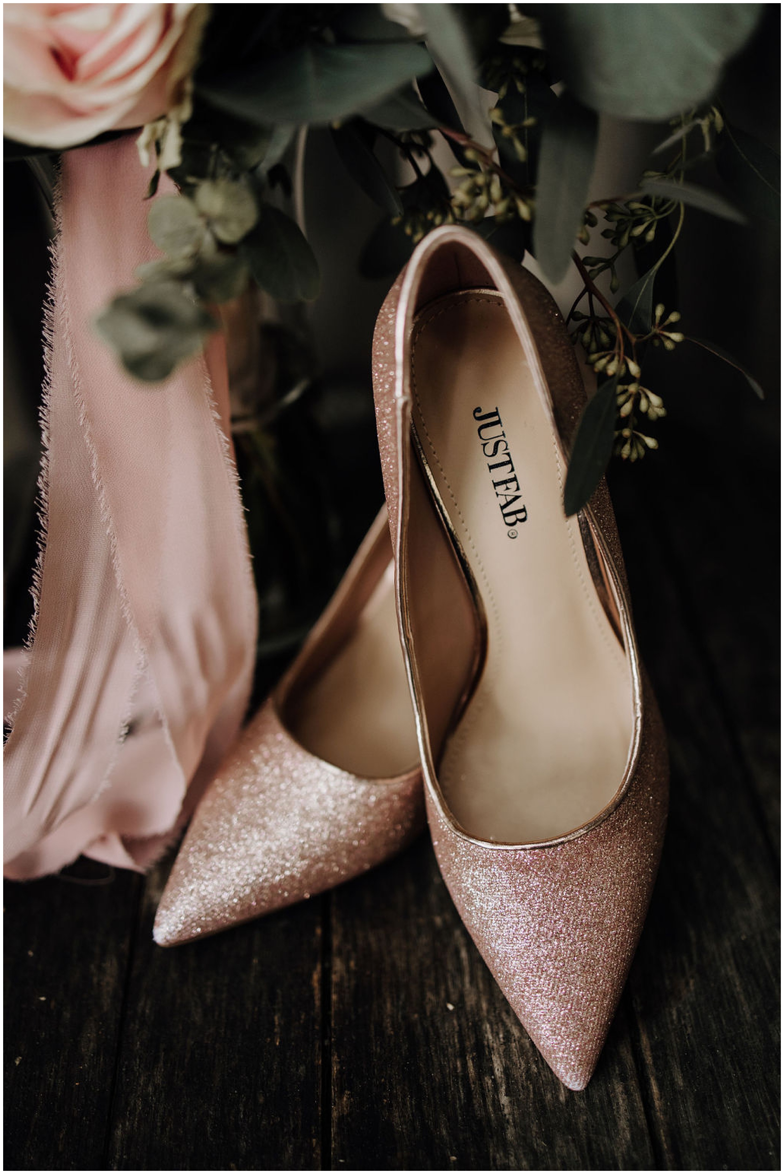pink glittery bridal shoes