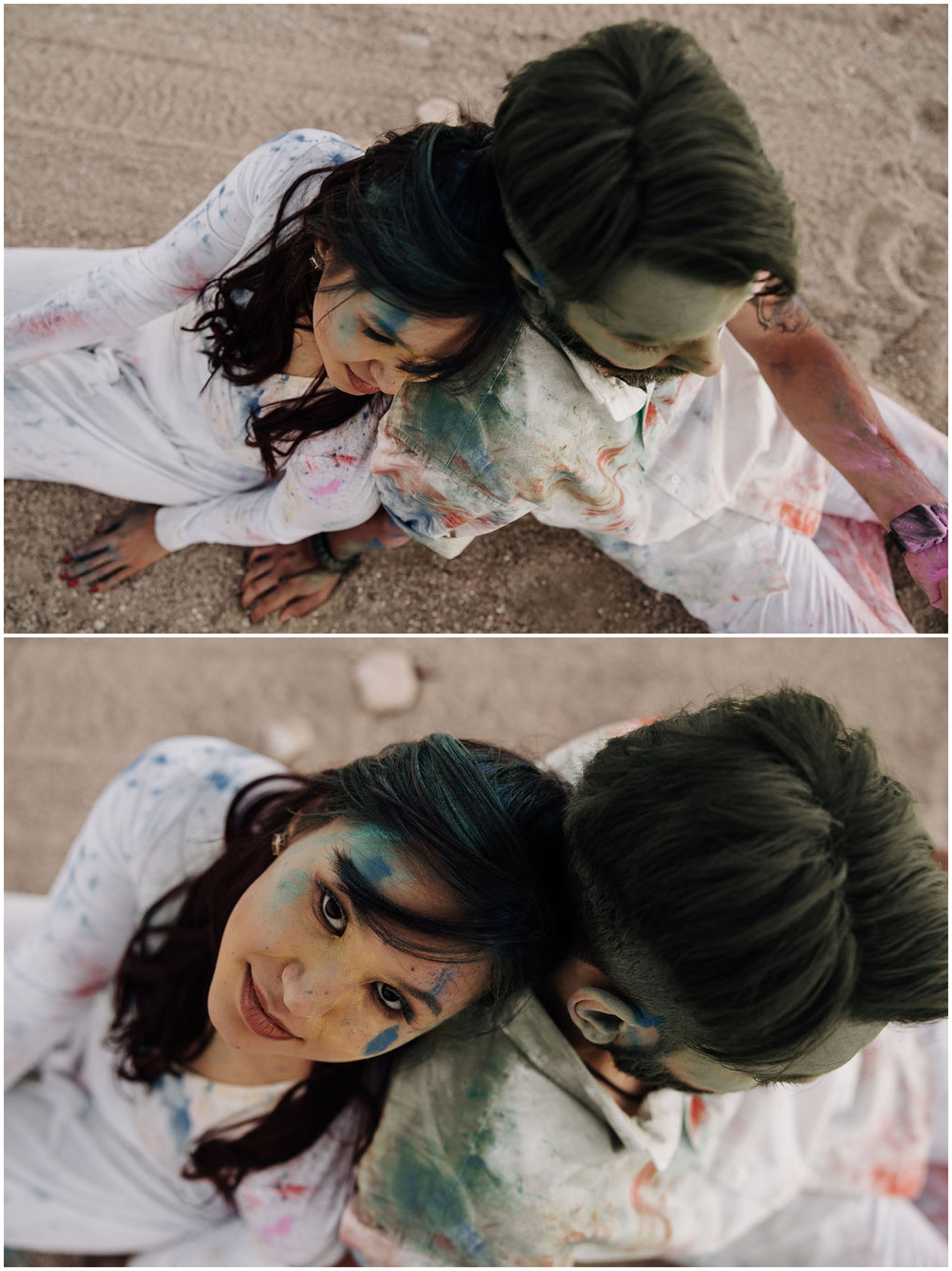 couple covered in colored powder